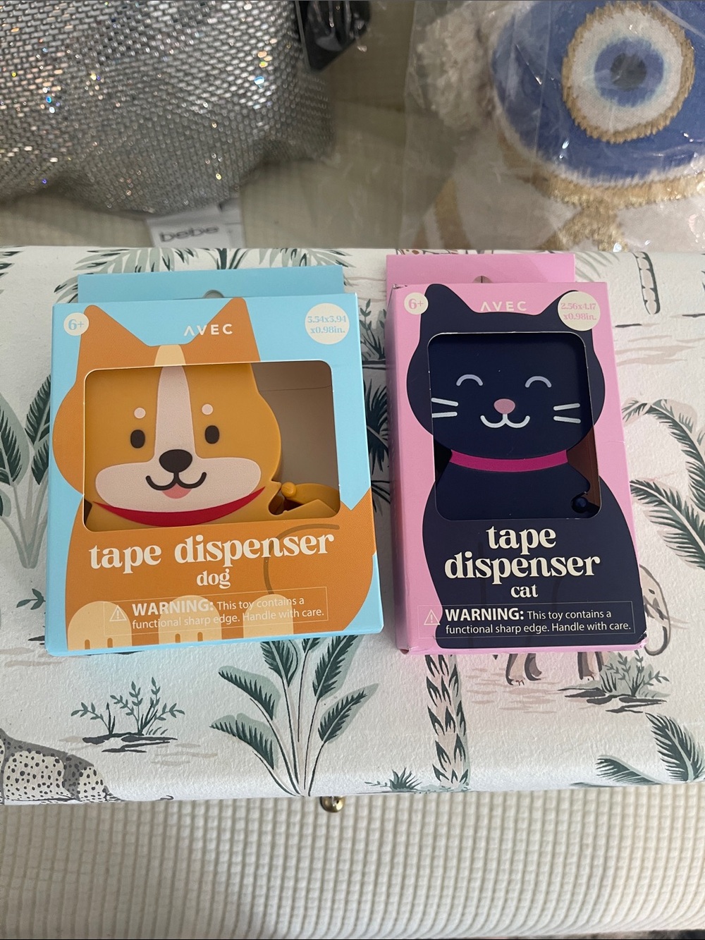 Kids Tape Dispenser - Dog and Cat (Pink, Orange)